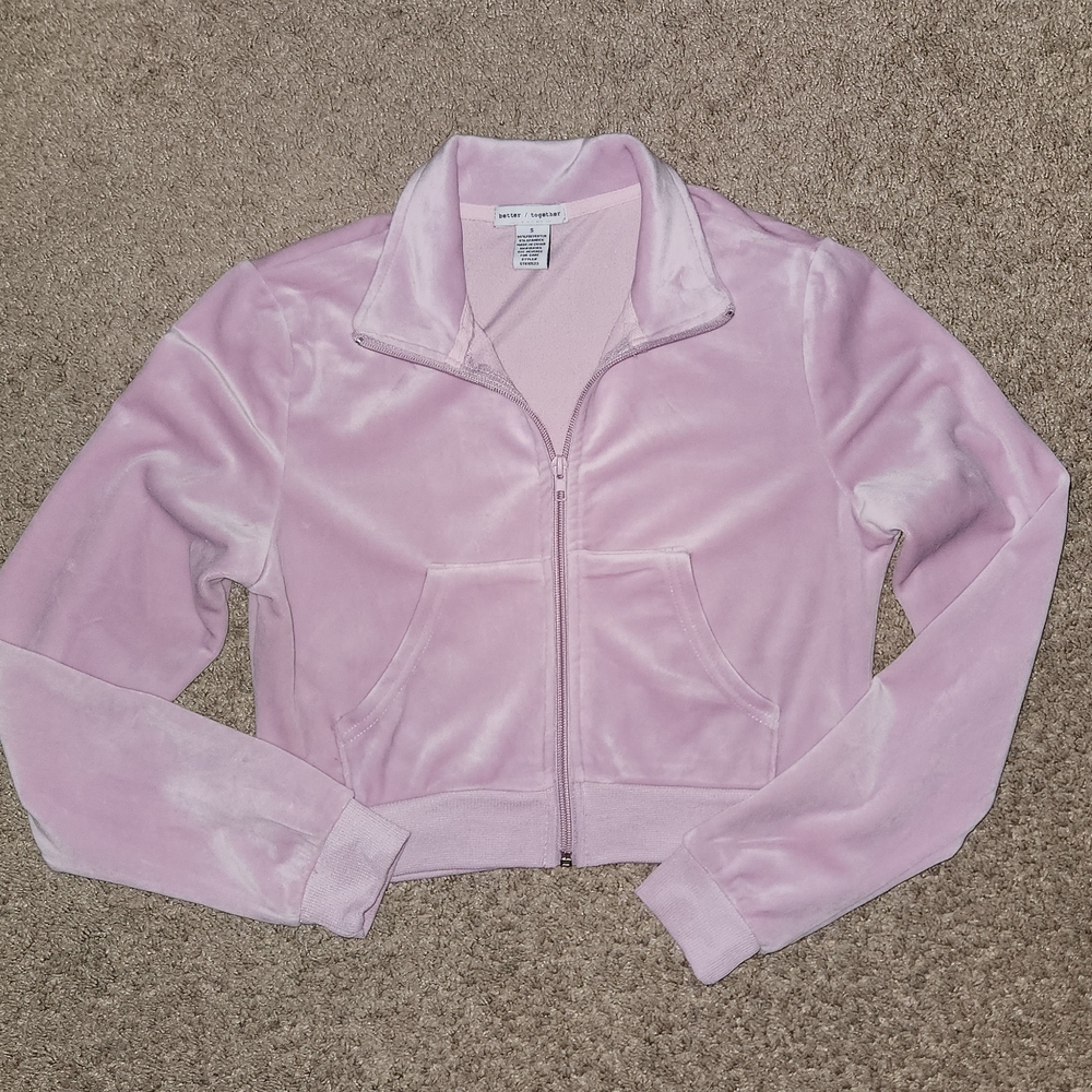 Soft Pink Velour Bomber Jacket